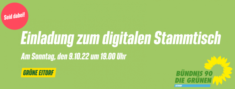 Grüner digitaler Stammtisch am 9.10. um 19 Uhr